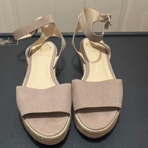 Vince Camuto Taupe Suede Ankle-Strap Espadrille Sandals